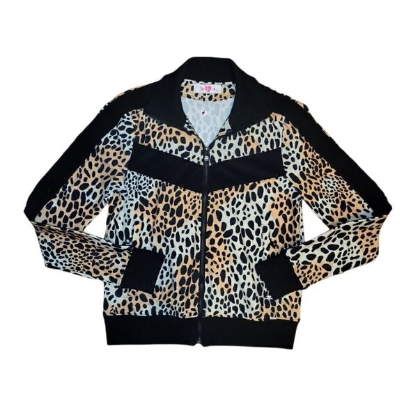 NWT Buddy Love VONN ELASTIC LONG SLEEVE ZIP UP Work Out Jacket CHEETAH Black S - Picture 5 of 12